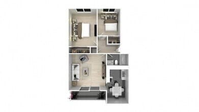 Two Bedroom One Bath 249B floor plan