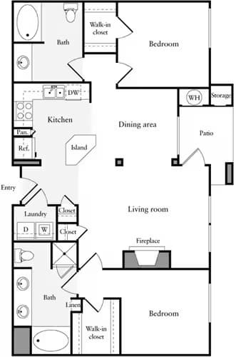 2 Bedrooms D 06-6305 floor plan