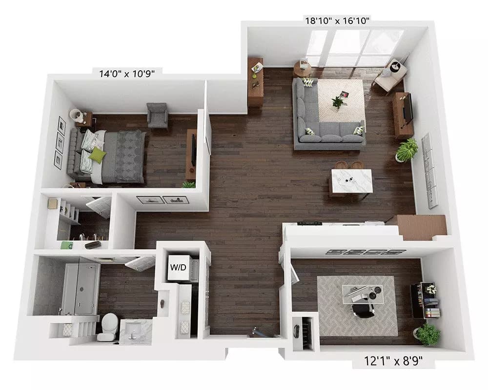 One Bedroom A1P 1 - 301 floor plan