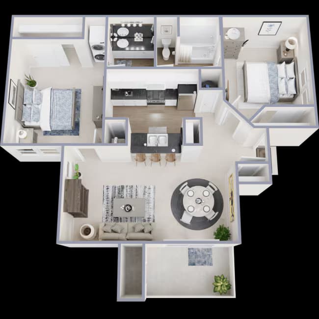 2 Beds • 1 Bath 233 floor plan
