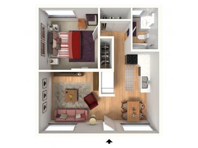 One Bedroom 15 floor plan