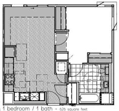 One Bedroom 420 floor plan
