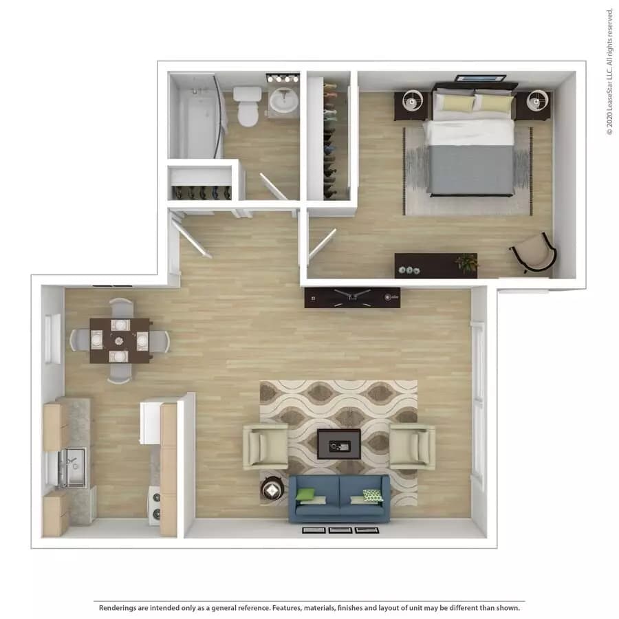 One Bedroom 42 floor plan