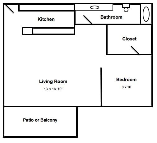 Remodeled Junior One Bedroom floor plan