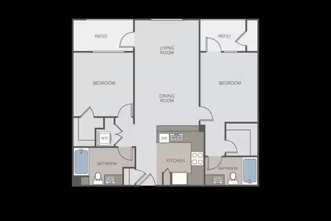 2 Beds • 2 Bath
3D Tour 327 floor plan