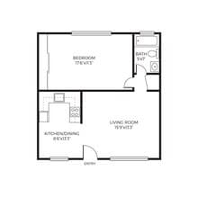 1 Bed 1 Bath 212B floor plan