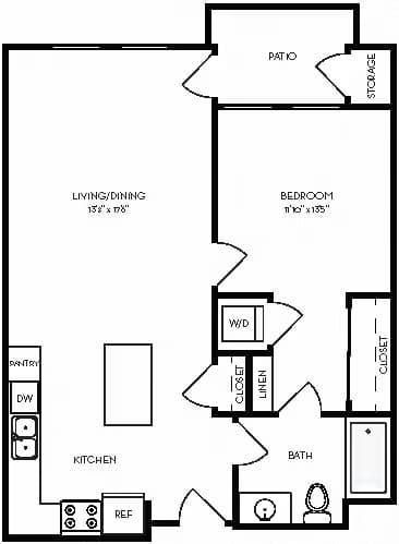 1A 758 Sq Ft 239 floor plan