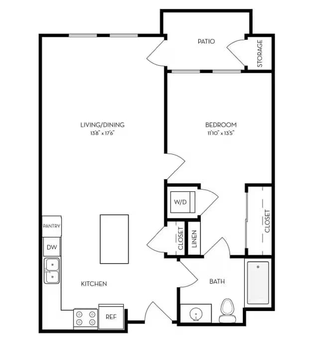 1A 770 Sq Ft 138 floor plan
