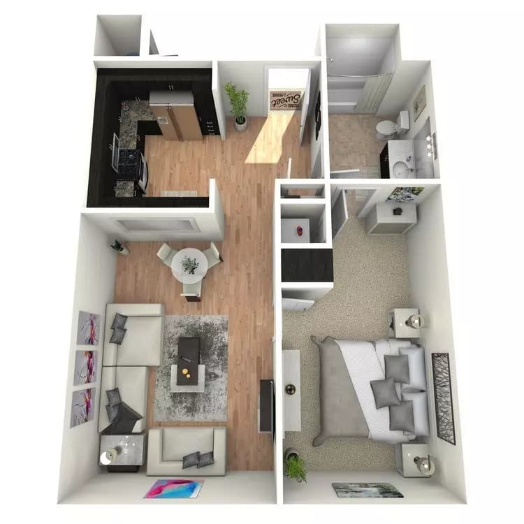 1 Bed 1 Bath 407 floor plan