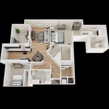 2 Bed 2 Bath with Den- B 312 floor plan