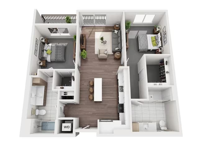 Two Bedroom B2A 107 floor plan