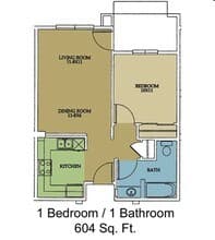 1 Bedroom 1 Bathroom floor plan