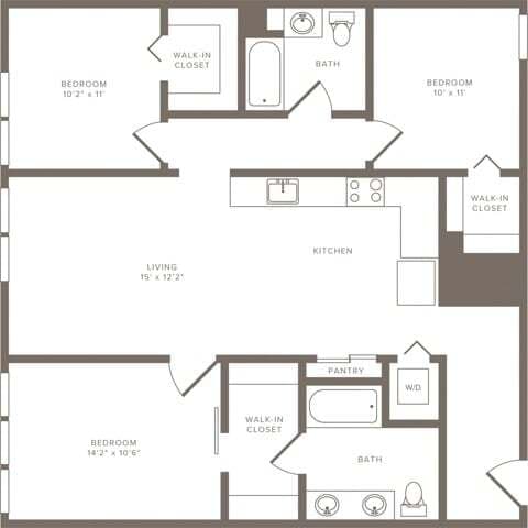 3 Beds • 2 Bath 709 floor plan