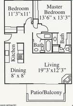 2 Beds, 2 Baths Model floor plan