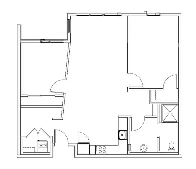 2 Beds • 1 Bath 208 floor plan