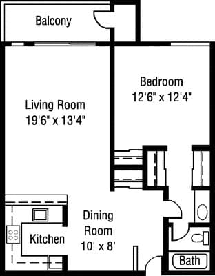 1x1 Partial Reno A-107 floor plan