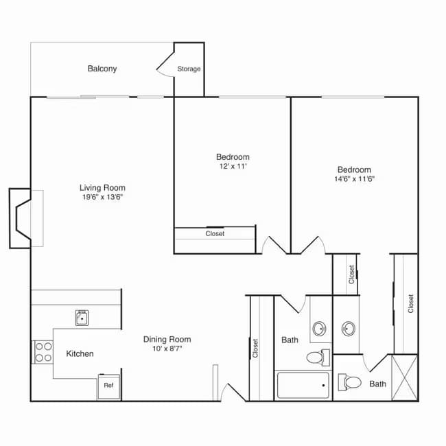 2x2 A B-333 floor plan