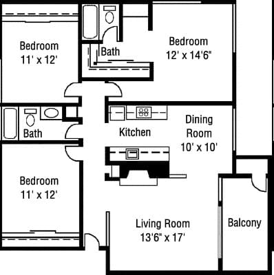 3x2 E-157 floor plan