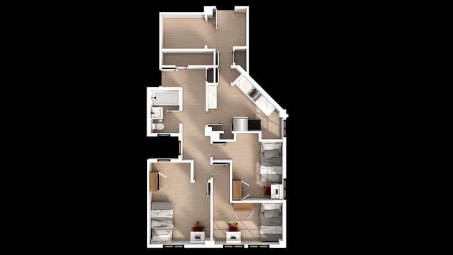 3 Bed x 1 Bath Private-Deluxe floor plan
