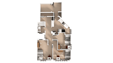3 Bedroom | 1 Bath Private-Standard floor plan