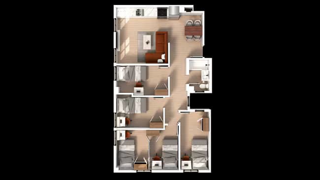 4 Bed x 1 Bath Private-Deluxe floor plan