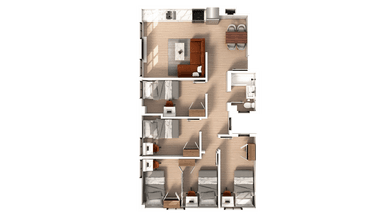 4 Bedroom | 1 Bath Private-Standard floor plan
