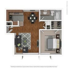 Large 1 Bed 1 Bath floor plan