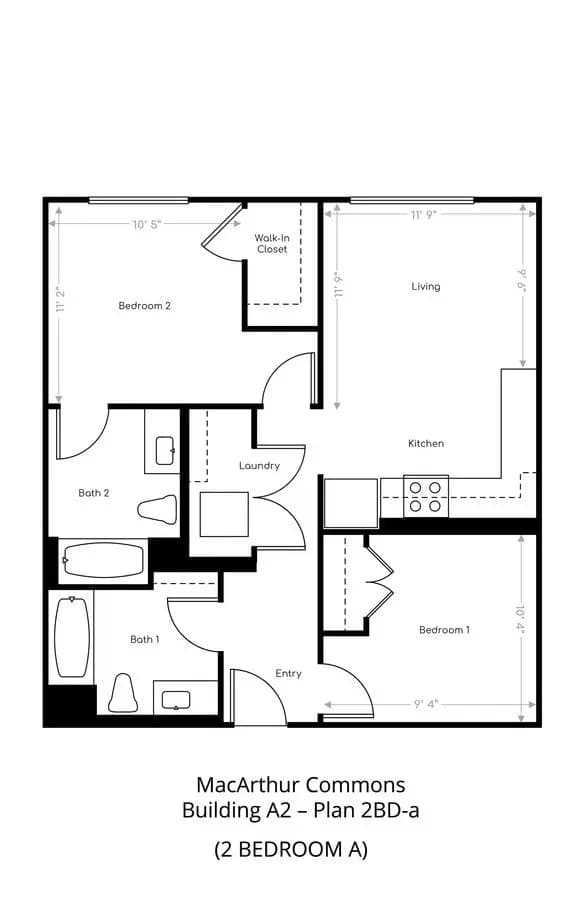 2 Bedroom A A2-327 floor plan