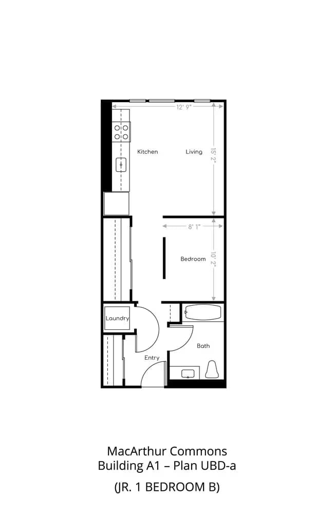 Jr. 1 Bedroom B A1-456 floor plan