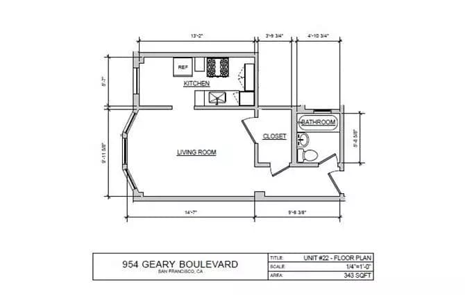 Studio • 1 Bath 32 floor plan