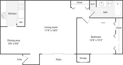 1 Bedroom D 01-004 floor plan