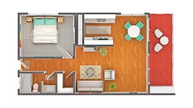 Fairmont 1x1 2100-10 floor plan