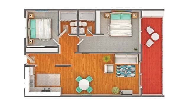 Miramar 2x2 2108-23 floor plan