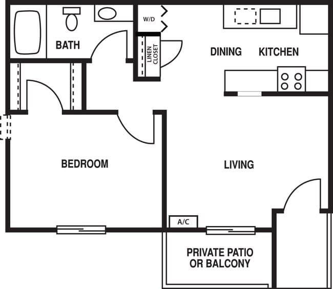1 Bed • 1 Bath 500-501 floor plan