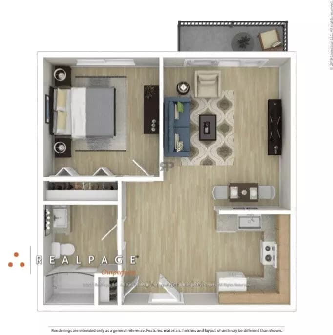 1 Bed • 1 Bath floor plan