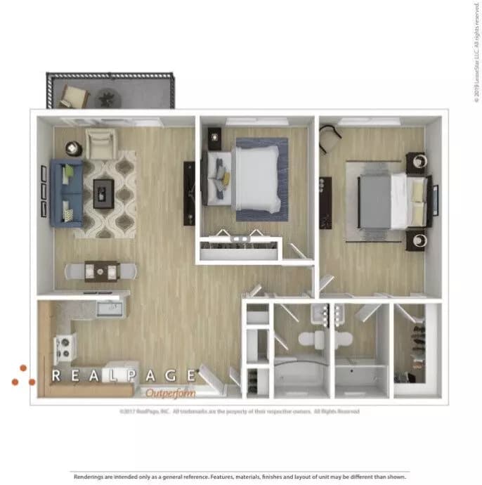 2 Beds • 2 Bath floor plan