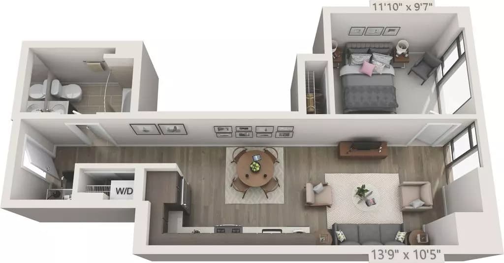 1 Bedroom A 1222 floor plan