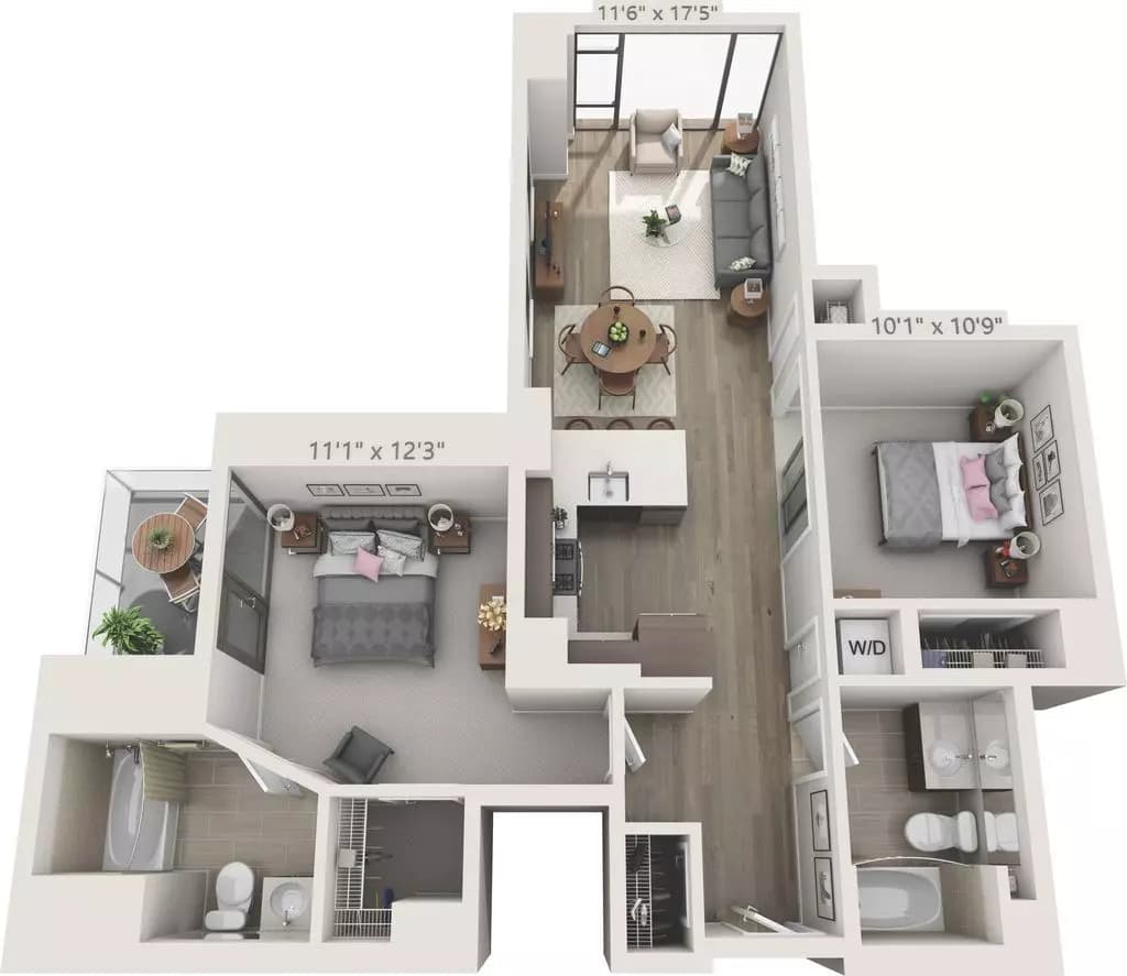 2 Bedroom 2 Bath A 0236 floor plan