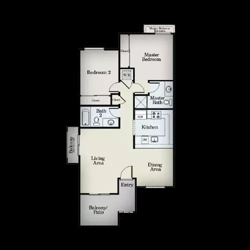 Two Bedroom, Two Bath 0210 floor plan