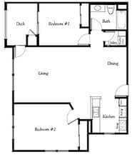 2 Bedroom 2 Bath floor plan