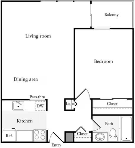 1 Bedroom L 03-3805 floor plan