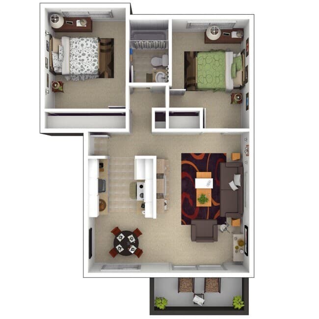 2 Beds • 1 Bath 124 floor plan