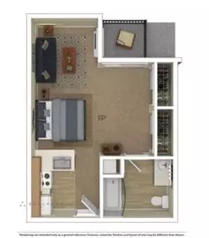 Studio • 1 Bath - floor plan