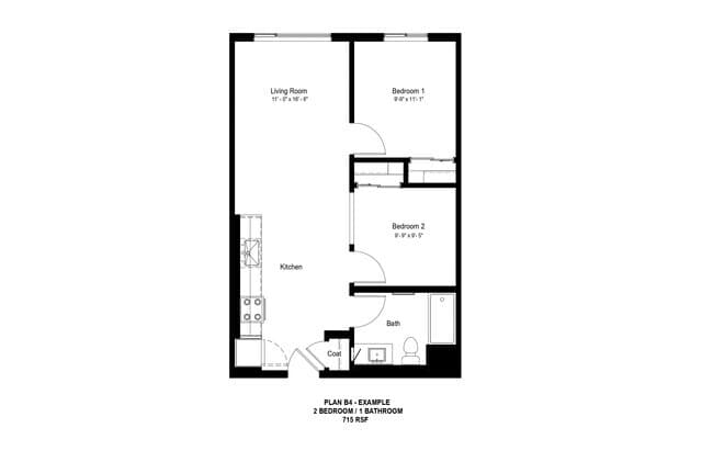 2x1 A 60% floor plan