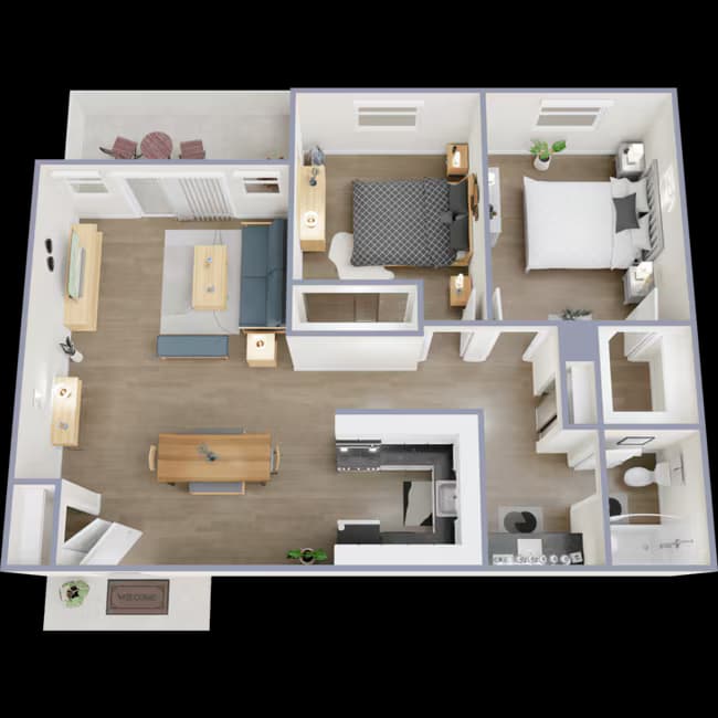 2 Beds • 2 Bath 5 floor plan
