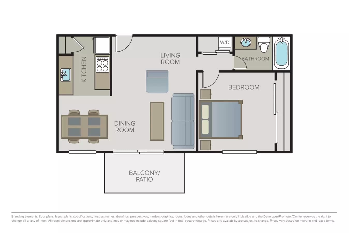 1 Bed • 1 Bath
3D Tour G104 floor plan