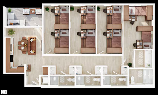 4BR/4BA - D1 Shared floor plan