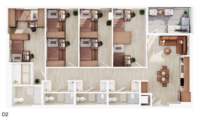 4BR/4BA - D2 Private floor plan
