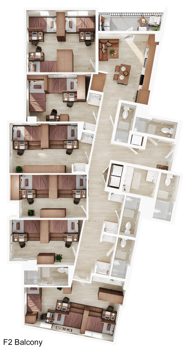 6BR/6BA - F2 Balcony Triple floor plan