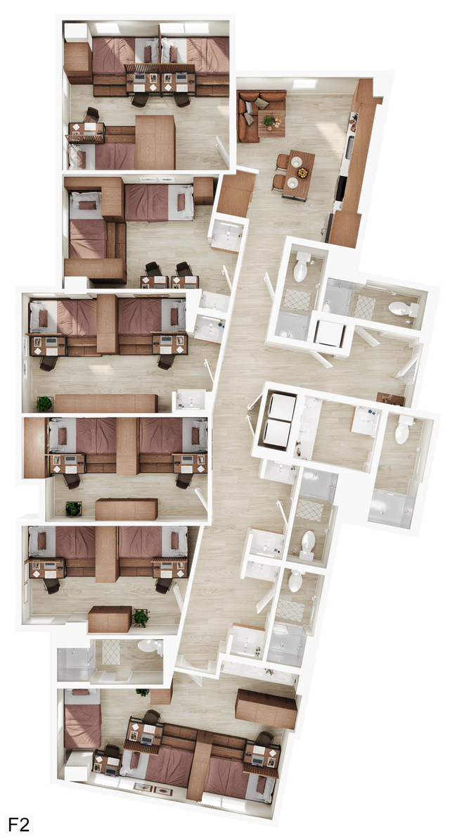 6BR/6BA - F2 Triple floor plan